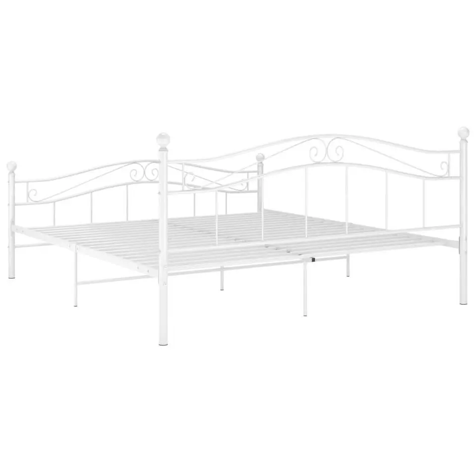 vidaXL - Bed frame met hoodfbord en lattenbodem - Wit - Metaal - 140x200 cm