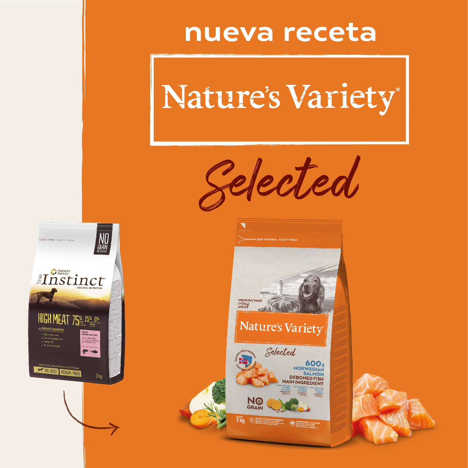 Ração Nature's Variety Selected para Cães Adultos de Porte Médio com Salmão