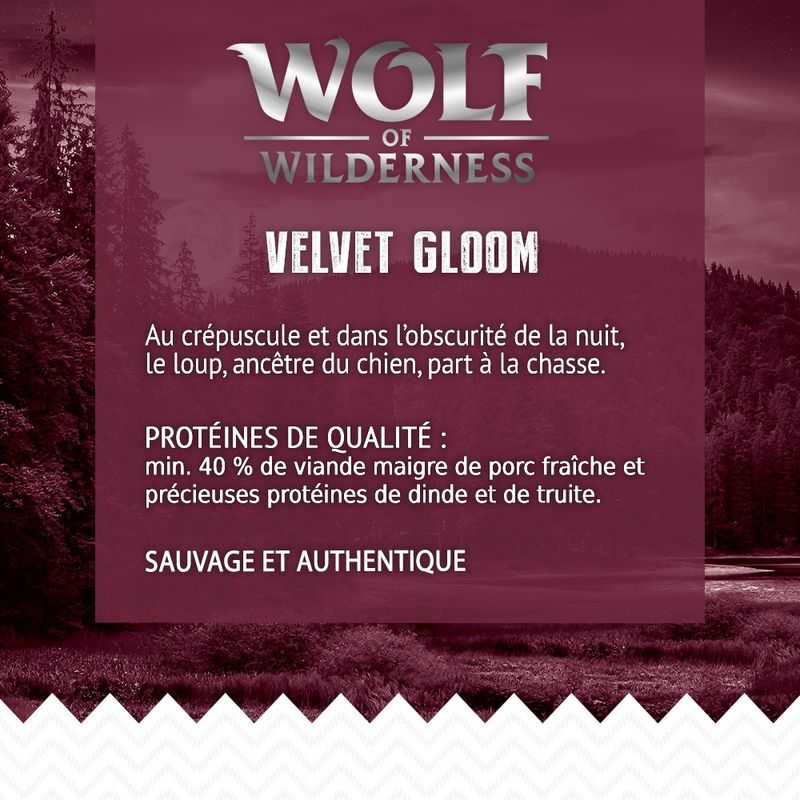 Wolf of Wilderness Velvet Gloom dinde, truite - sans céréales