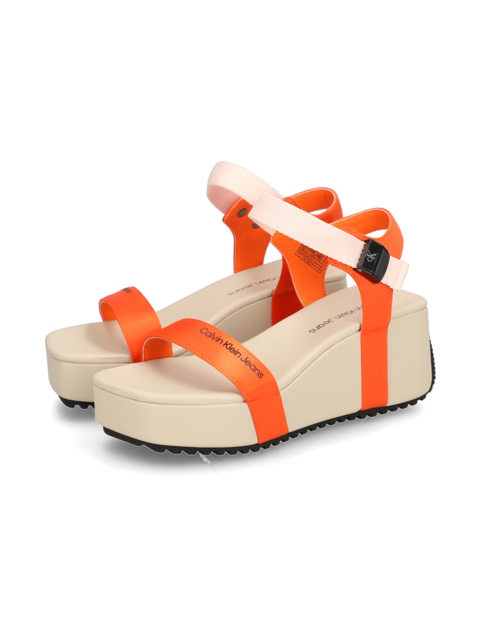WEDGE BLOCK SANDAL SATIN/HW