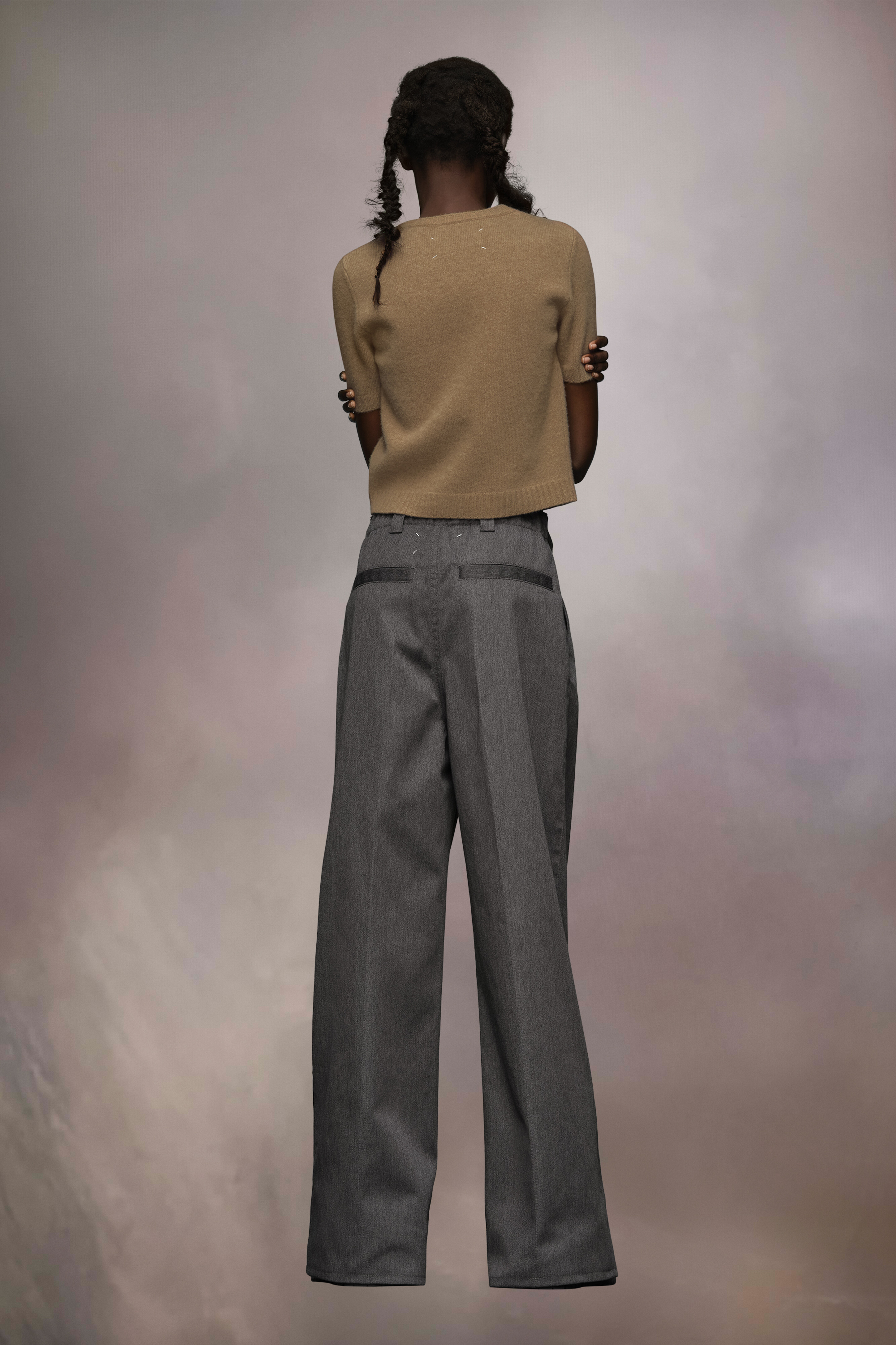 Top en laine d'agneau lavée Rose beige