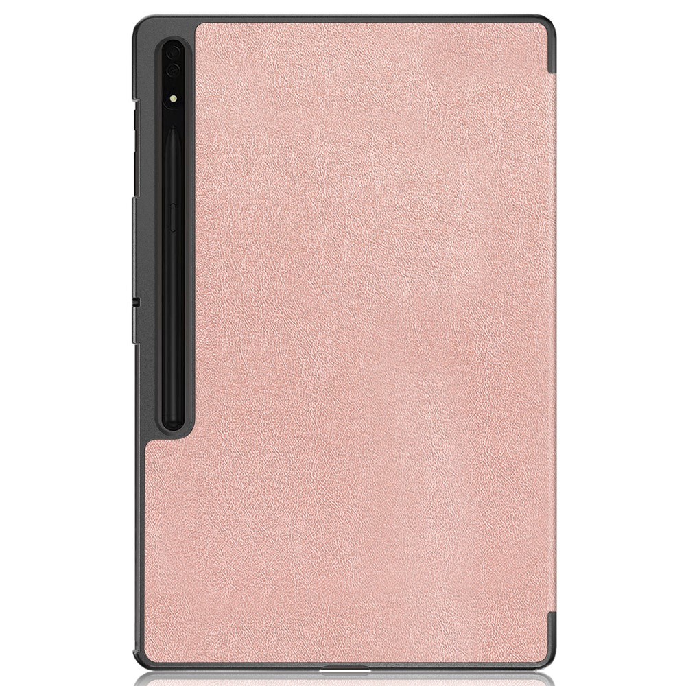Samsung Galaxy Tab S9 Ultra Flipcase Hülle Ledertasche mit Aufstellfunktion Litchi Look   S-Pen Halterung - Roségold