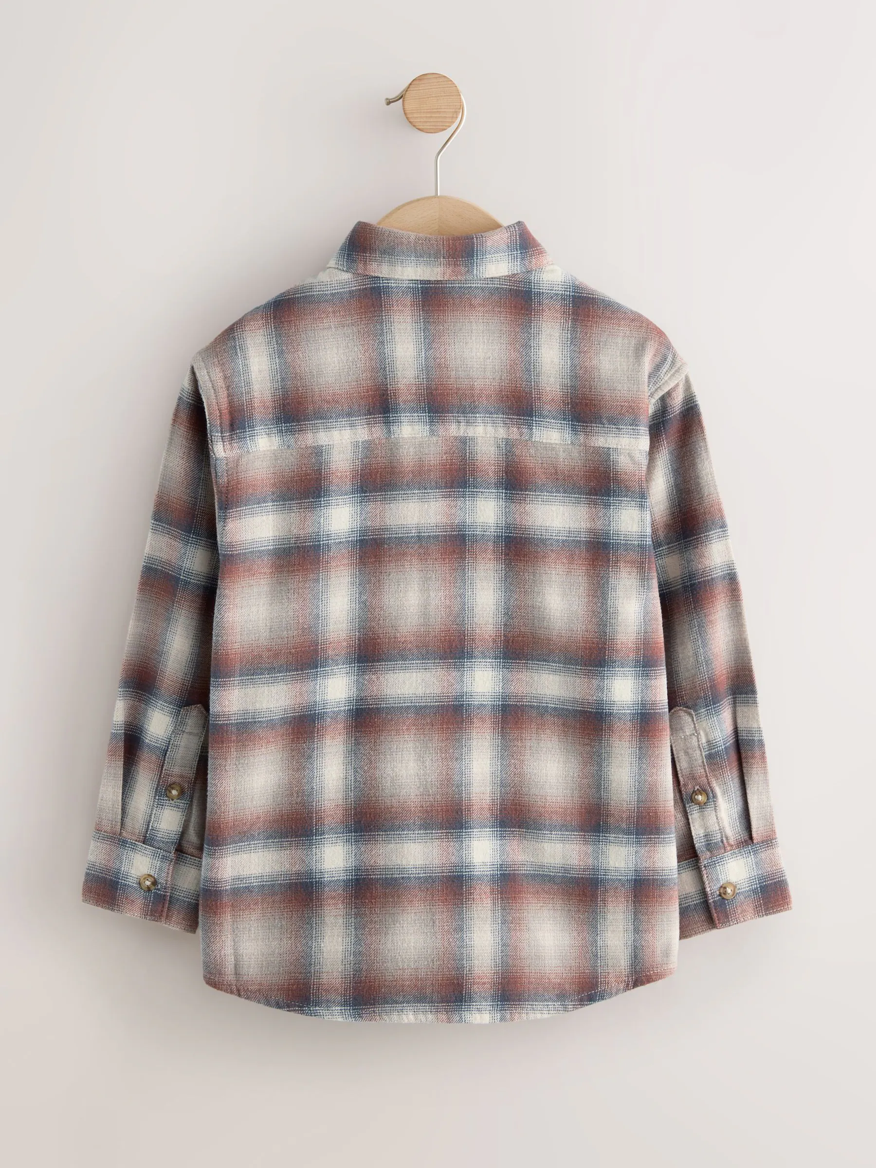 Roestbruin - Set van geruit overhemd met lange mouwen en T-shirt 2 stuks (3-16jaar)