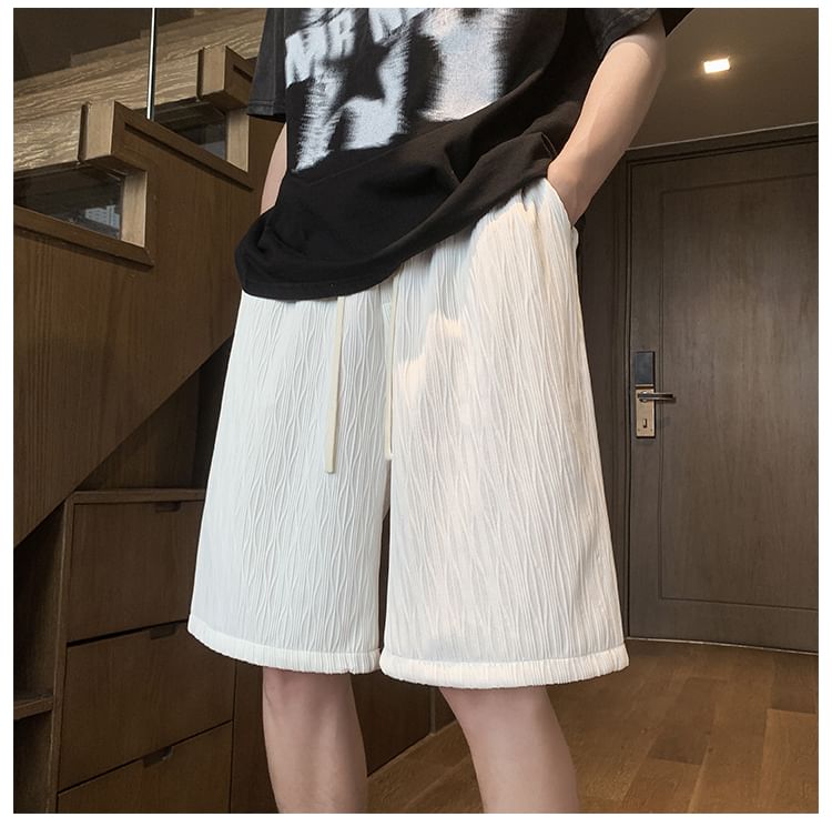 emeisa - Jacquard shorts met trekkoord in de taille en wijde pijpen