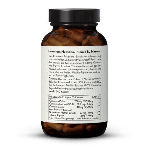 Sunday Natural Products  Bio Curcuma 1100 Pulver Kapseln
