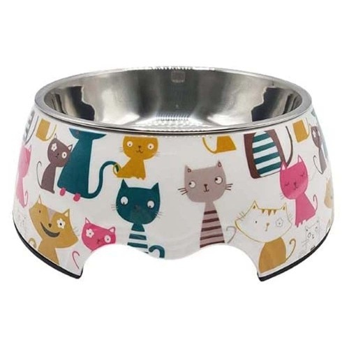 Alimentador Edipets em aço inoxidável para cães e gatos.