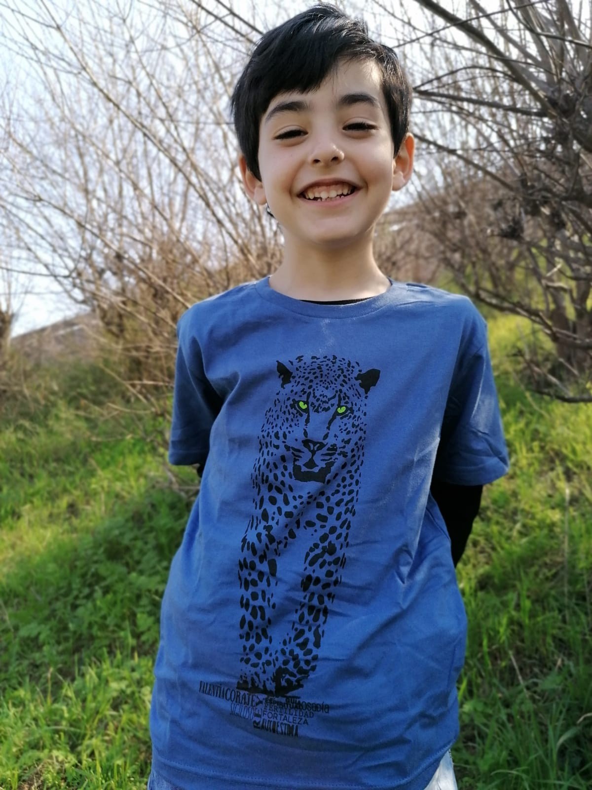 Camiseta Jaguar para meninos/meninas, azul