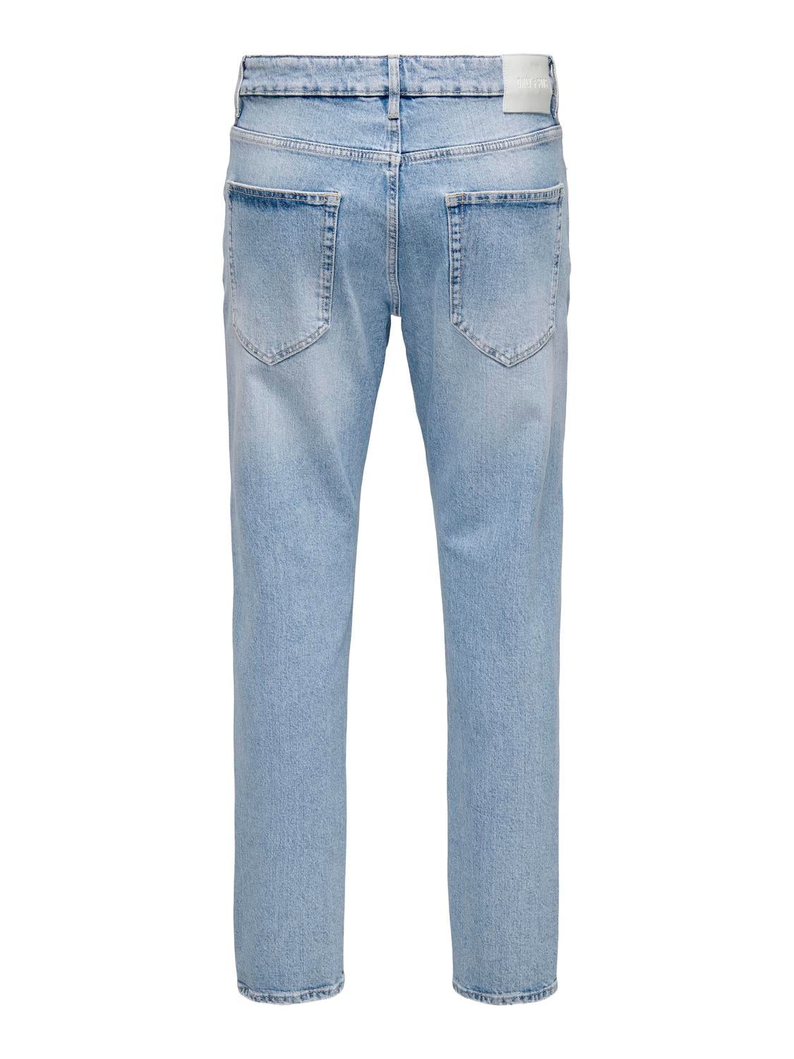 ONSYOKE Mittlere Taille Verjüngt Jeans Light Blue Denim