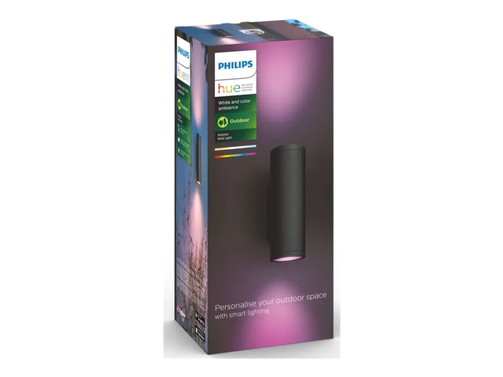 Philips Hue White and Color Ambiance Appear - Væglampe - LED - 2 åbninger - 8 W (tilsvarende 49 W) - 16 millioner farver - 2000-6500 K - sort