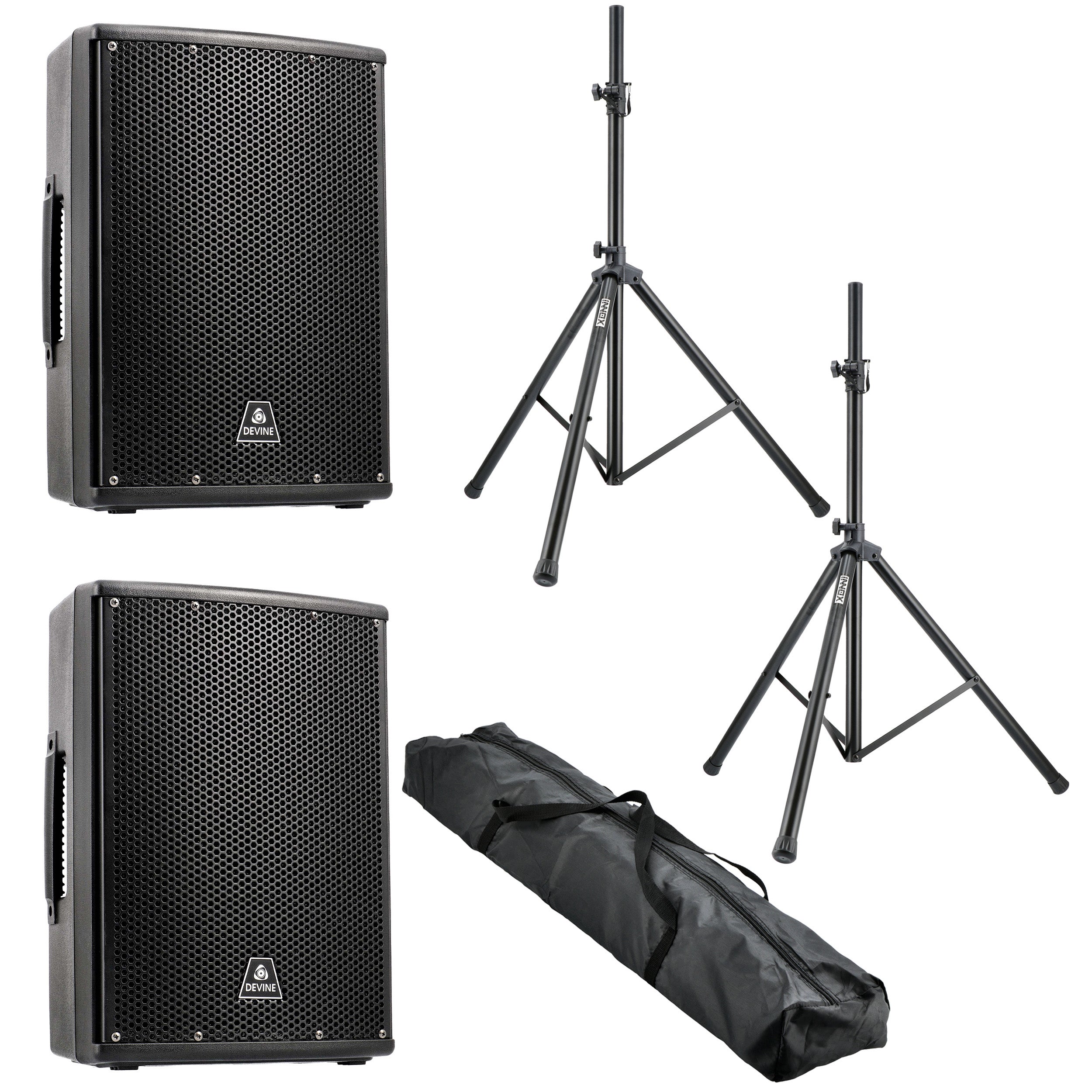 Devine Axeo 8A speakerset met statieven voor spraak & presentaties
