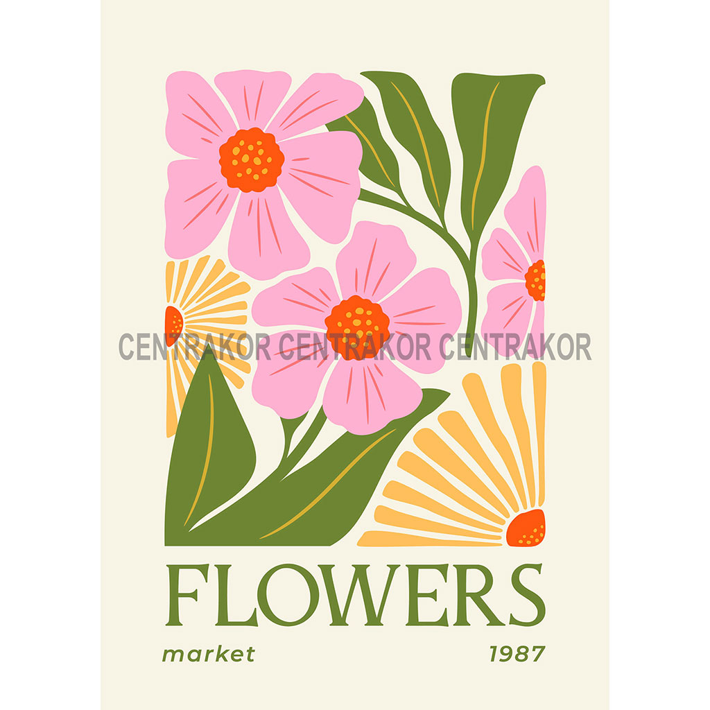 Affiche déco expo flowers 21x29.7cm