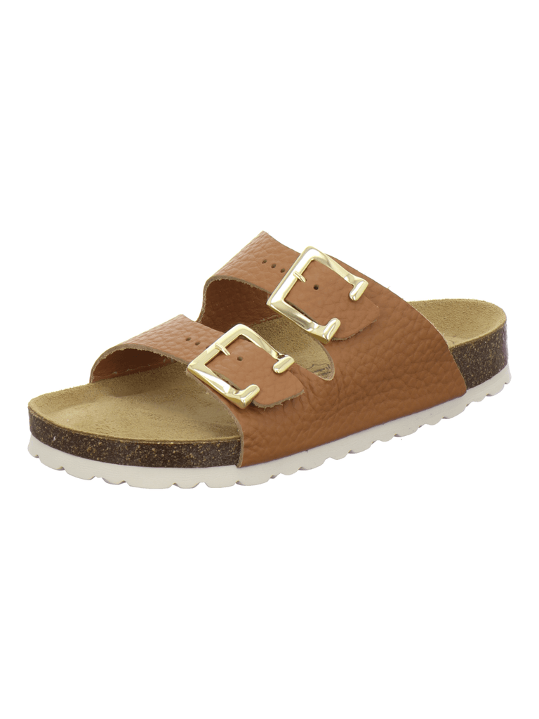 Pantoletten Damen Zweischnaller cognac