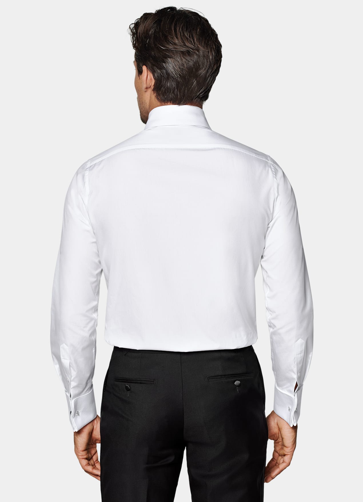 Chemise de smoking en piqué coupe ajustée blanche