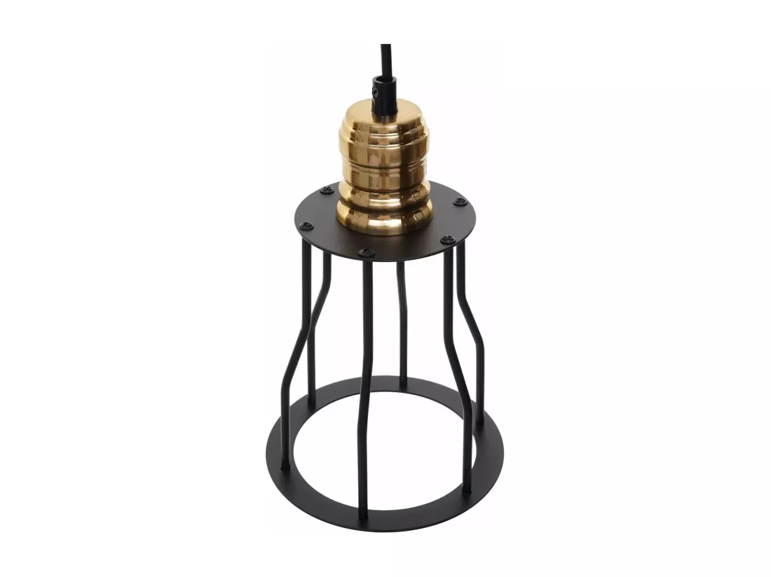 Suspension lampe suspendue lustre hauteur réglable en métal industriel noir abat-jour cage 9x 04_0004044