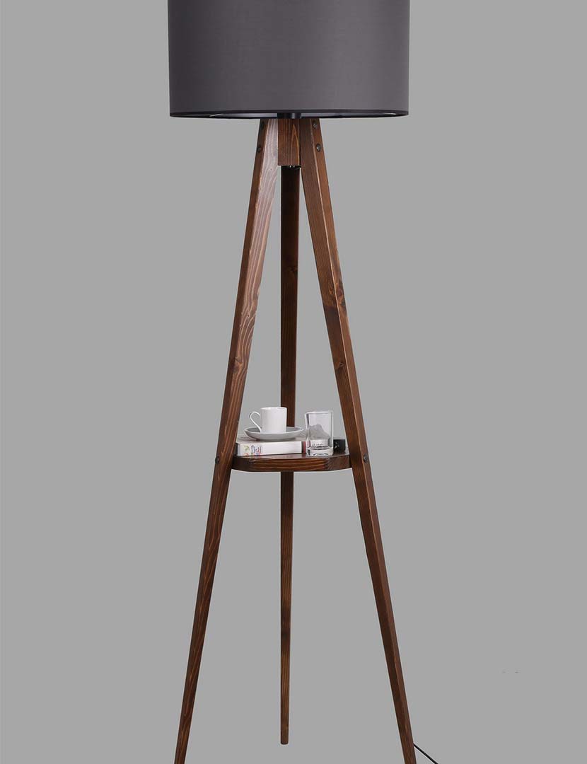 Sehbali Tripod Floor Lamp Walnut Grey
