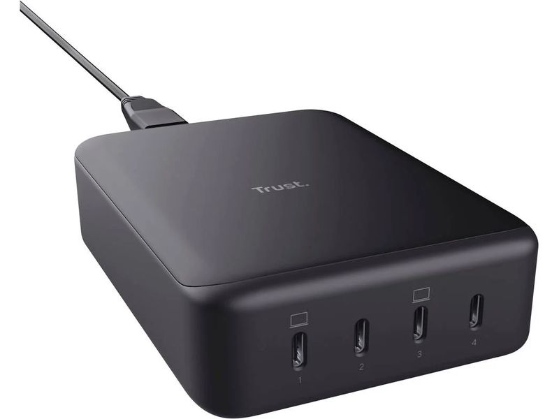Trust USB-Wandladegerät Maxo 240W GaN‑Desktop-Ladegerät mit vier USB‑C-Anschlüssen