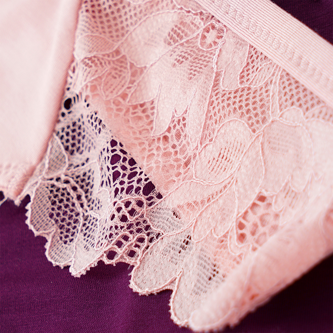 Gina Benotti 2 Damen Strings mit Spitzeneinsatz rosa / dunkellila