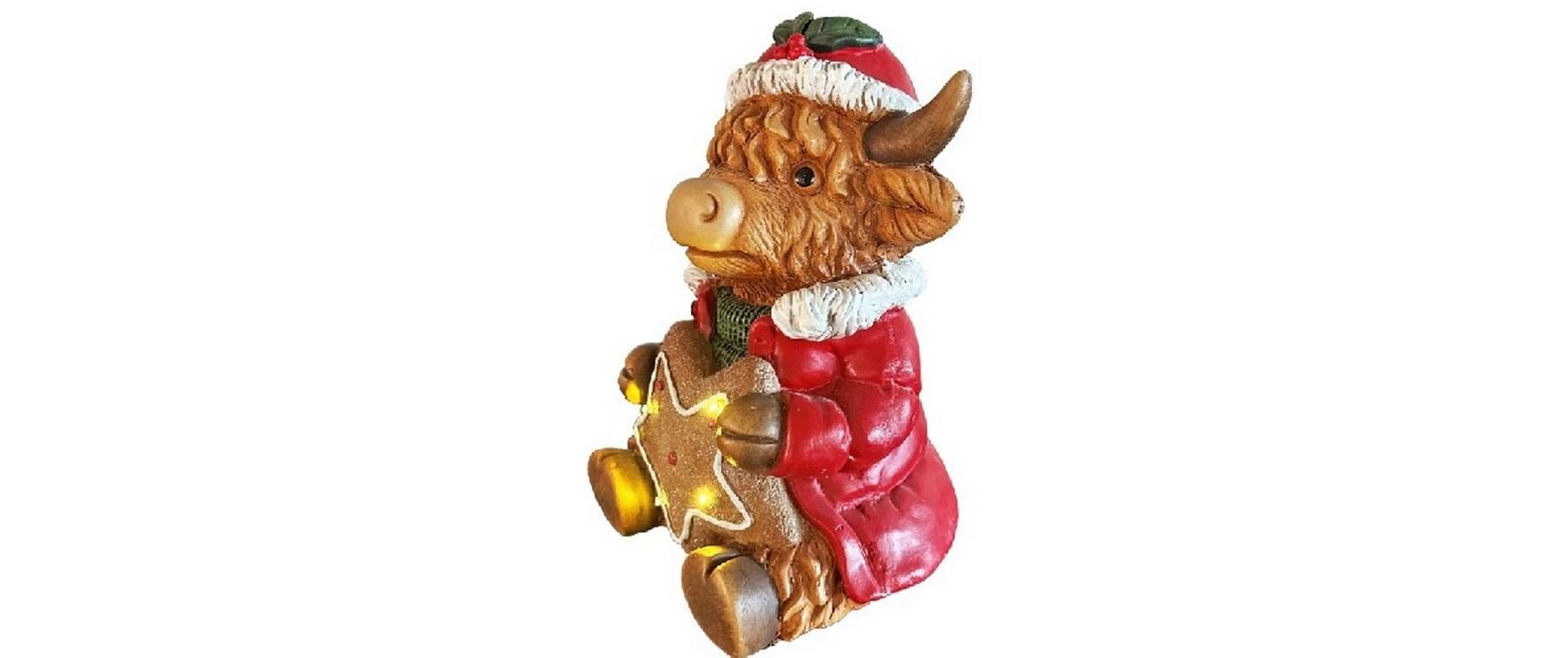 LED Hochlandrind sitzend 23 cm x 20 cm x 31 cmLED-Figur