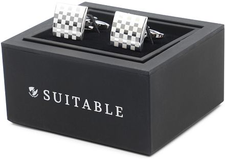 Manchetknoop Vierkant Geruit Zilver CL-28 Checkered silver kopen