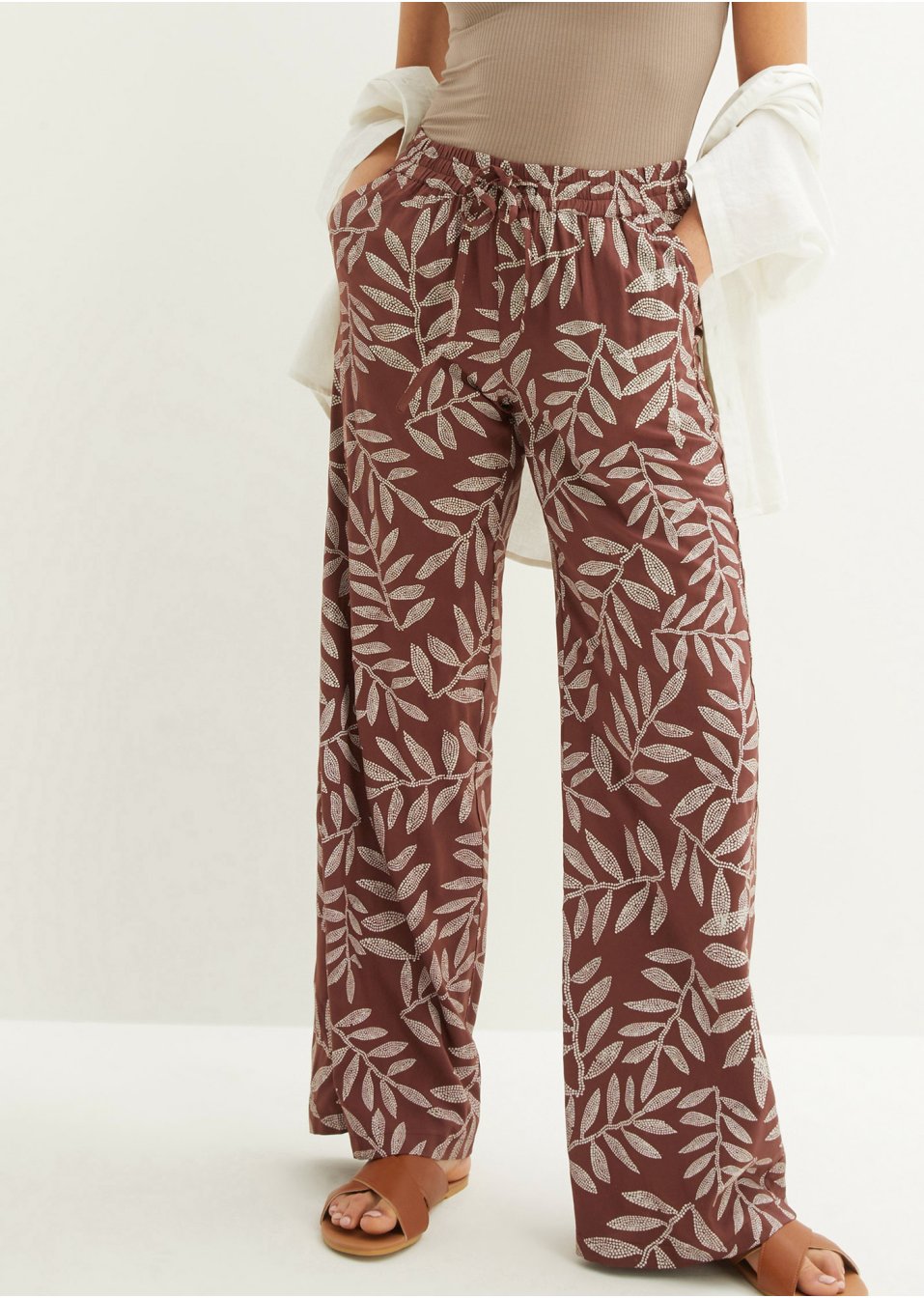 Pantalon palazzo imprimé en viscose