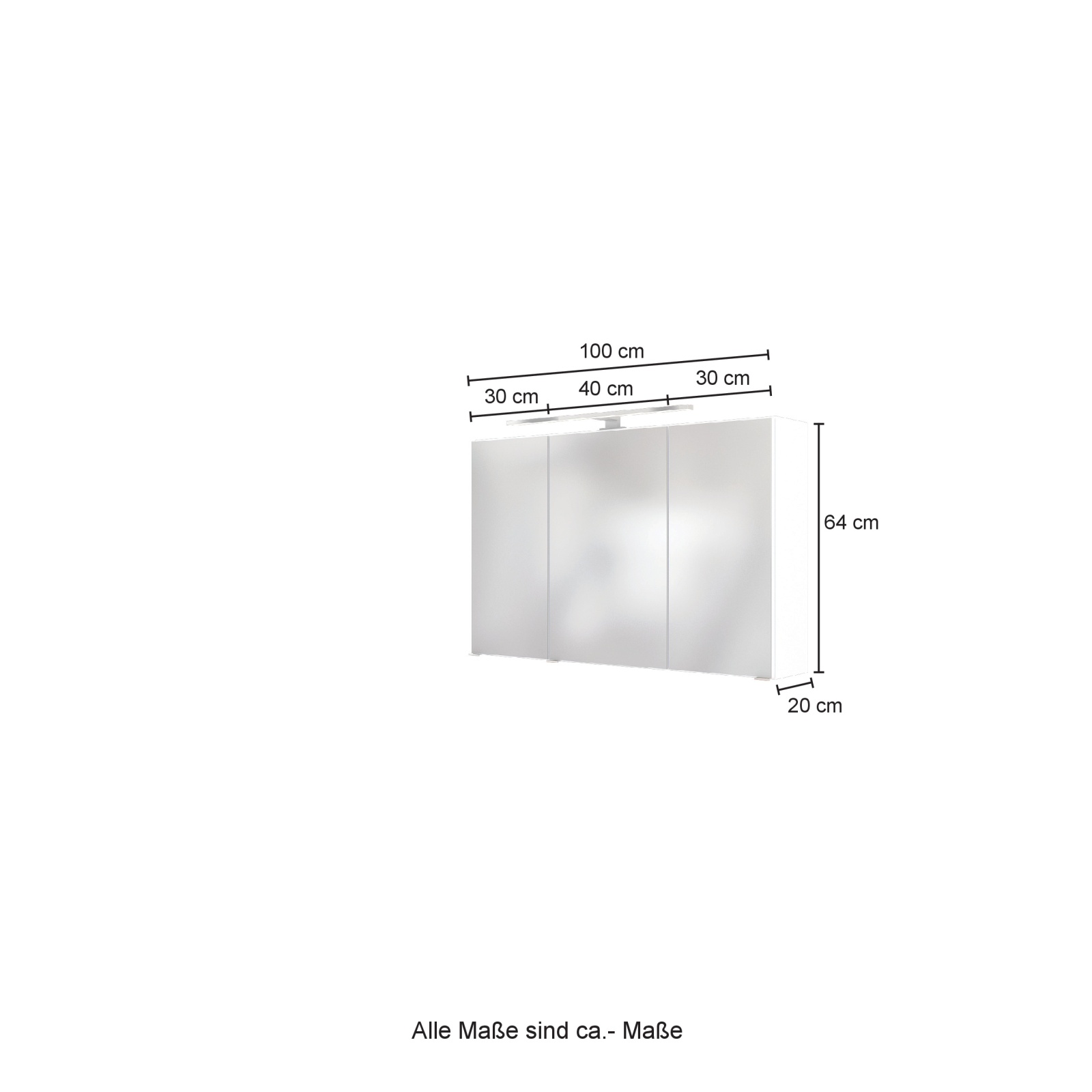 3D-Spiegelschrank LUCCA - Wotaneiche - 100 cm breit