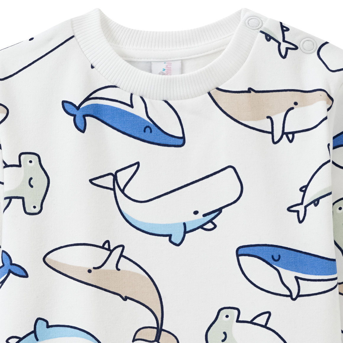 Topomini Baby Sweatshirt mit Fisch-Allover weiss