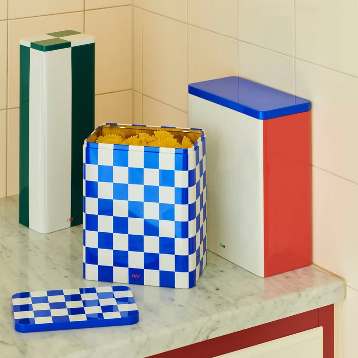 HAY - Tin Container slim, grün / off-white