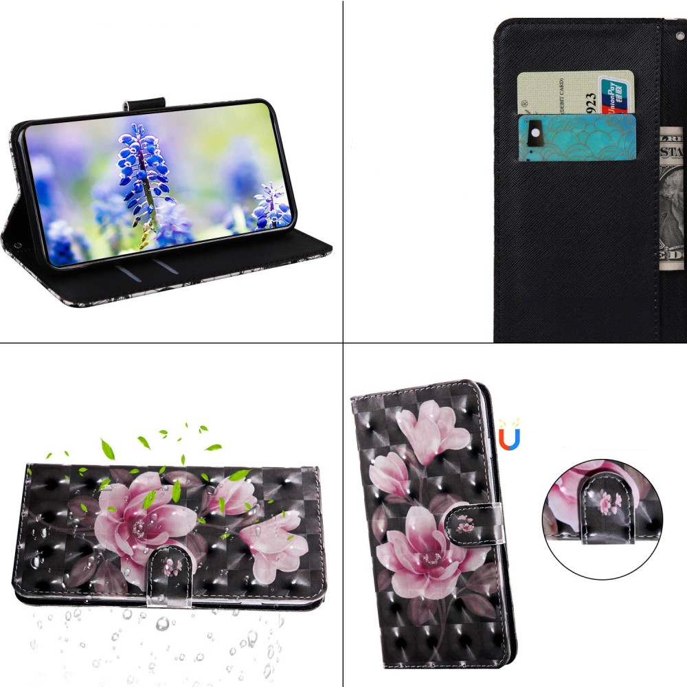 iPhone 14 Pro Leder Tasche mit Kartenfächern - Blüte