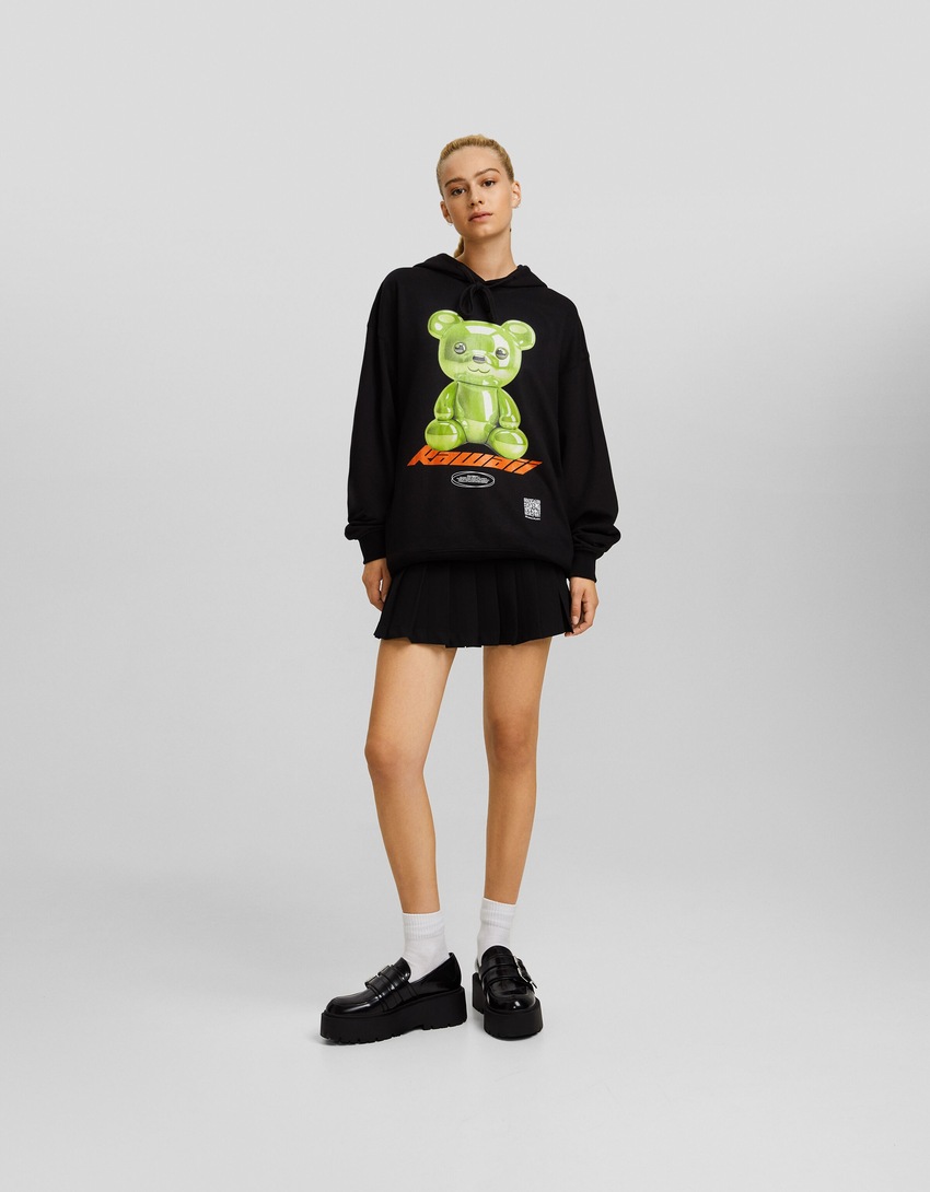 Moletom com capuz Bershka Wearable Art com estampa