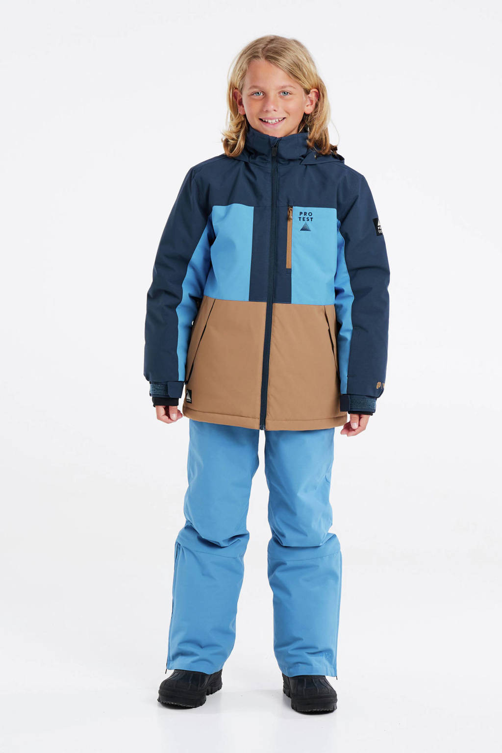 Protest ski-jack RTBUZZERD JR donkerblauw/aqua/camel