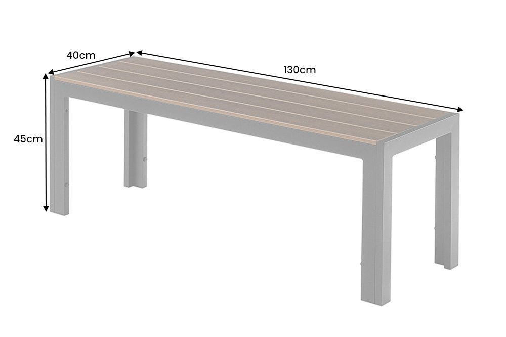 Moderne Gartenbank DESIGNO 130cm dunkelbraun schwarz Aluminium wetterfest Outdoor Sitzbank