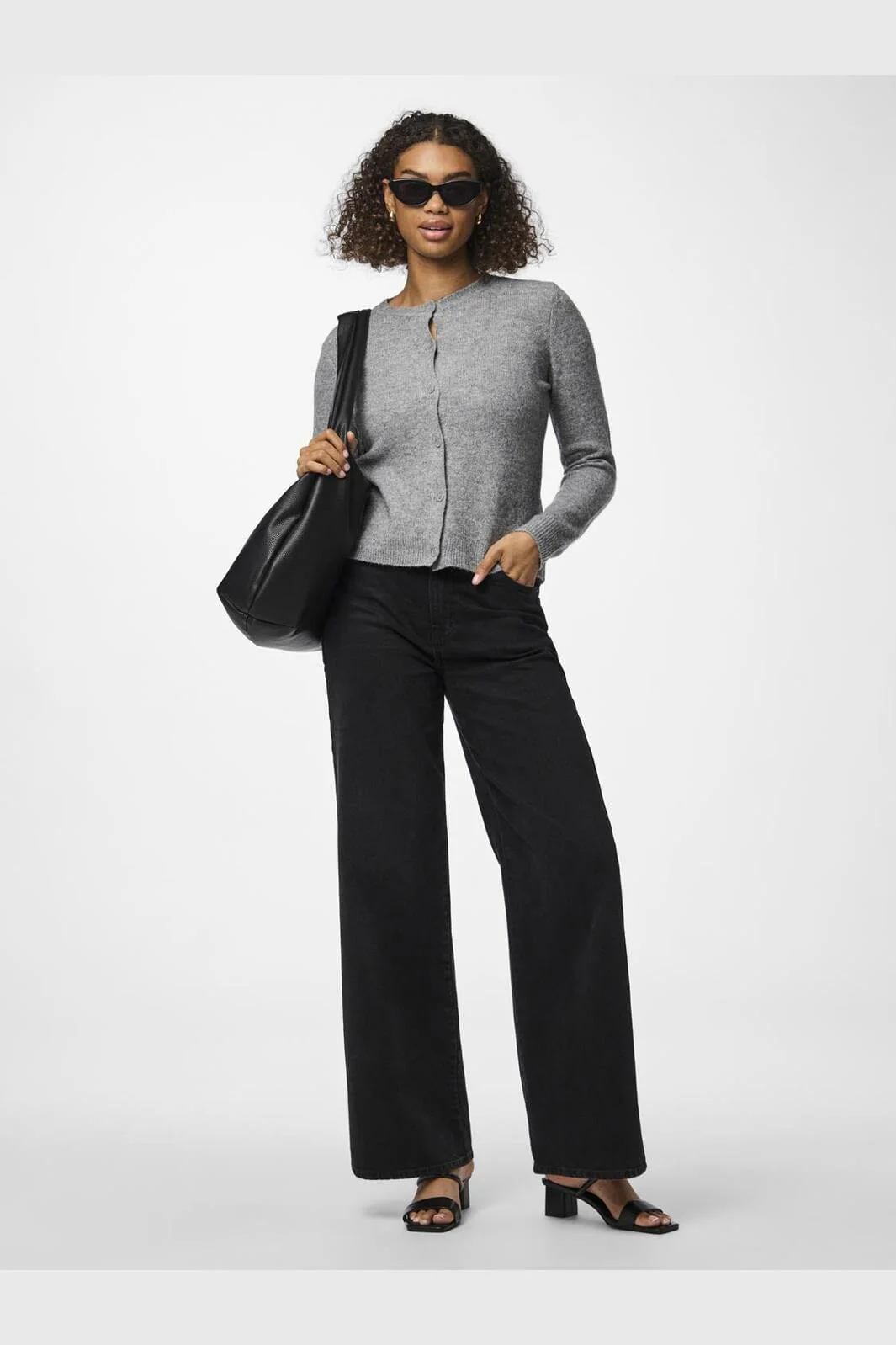 Pieces Pcmalou Ls Knit Cardigan 4635852 medium grey melange