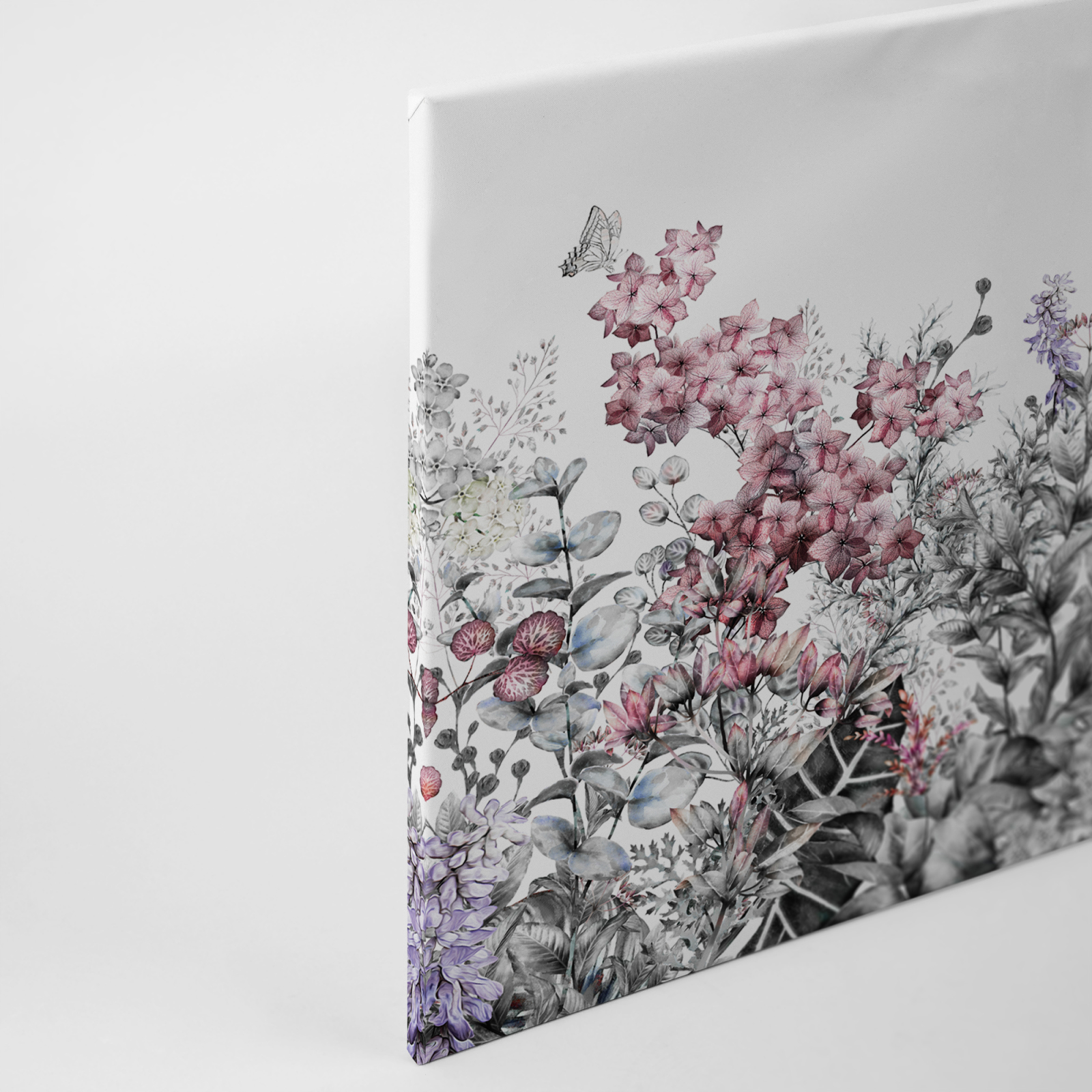 Leinwandbild BLUMEN BOUQET - grau-rosa - 90x60 cm