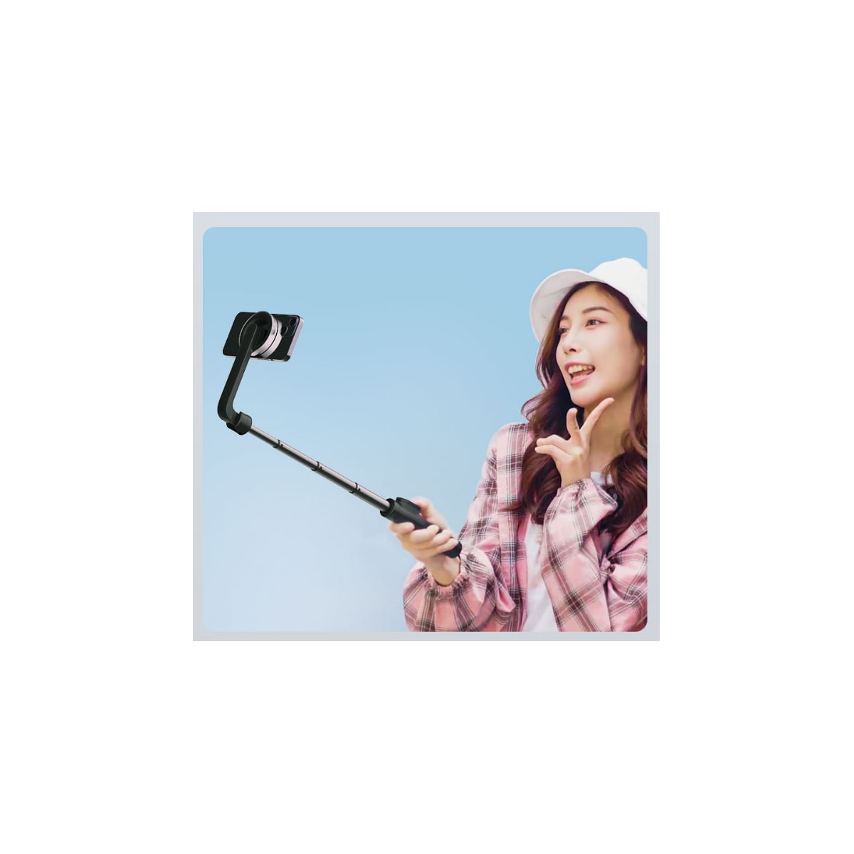 Ny bærbar magnetisk trådløs Bluetooth Selfie Stick WS-22005 Sort