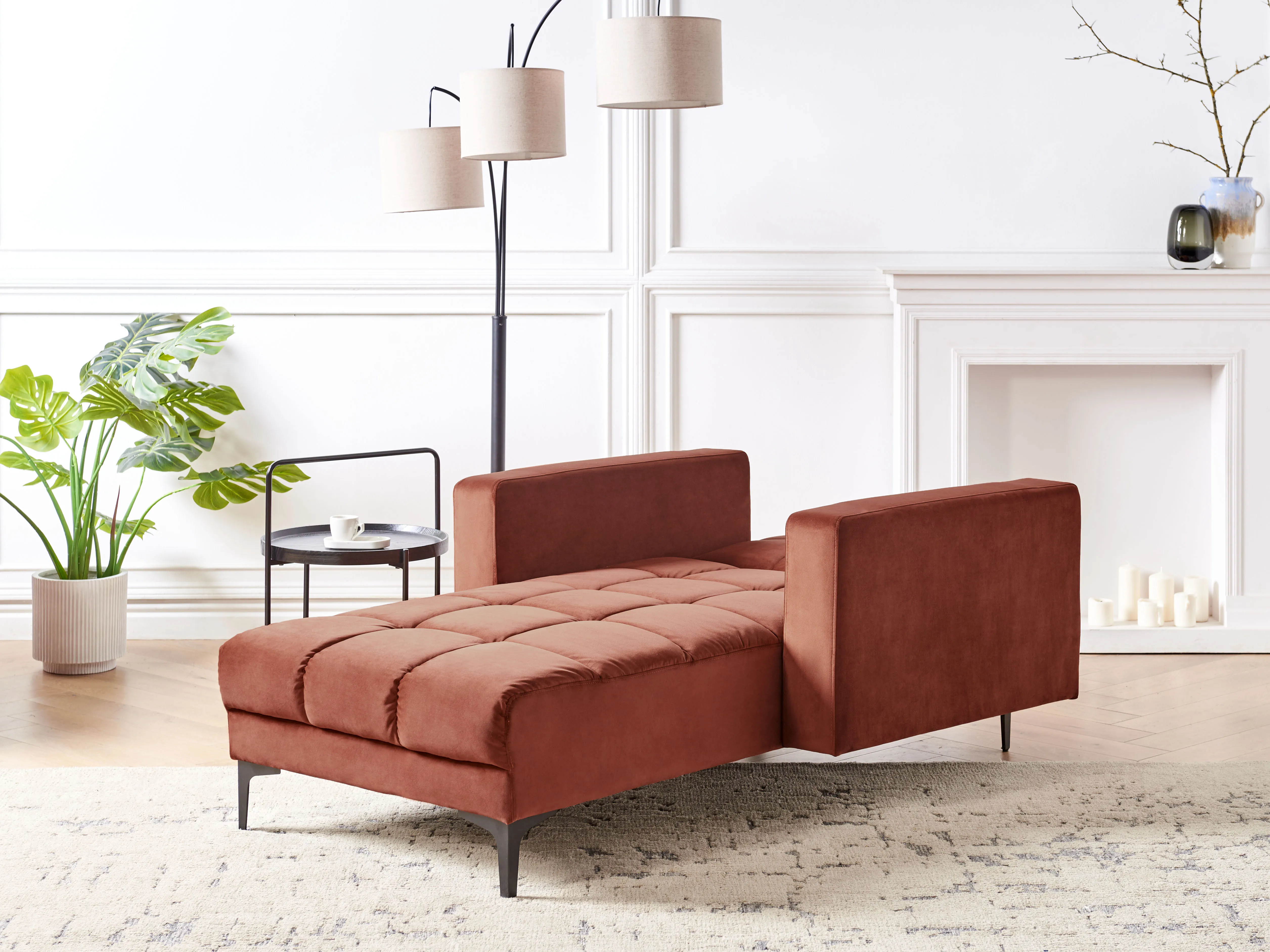 Chaise longue ALNES Fluweel Lichtrood