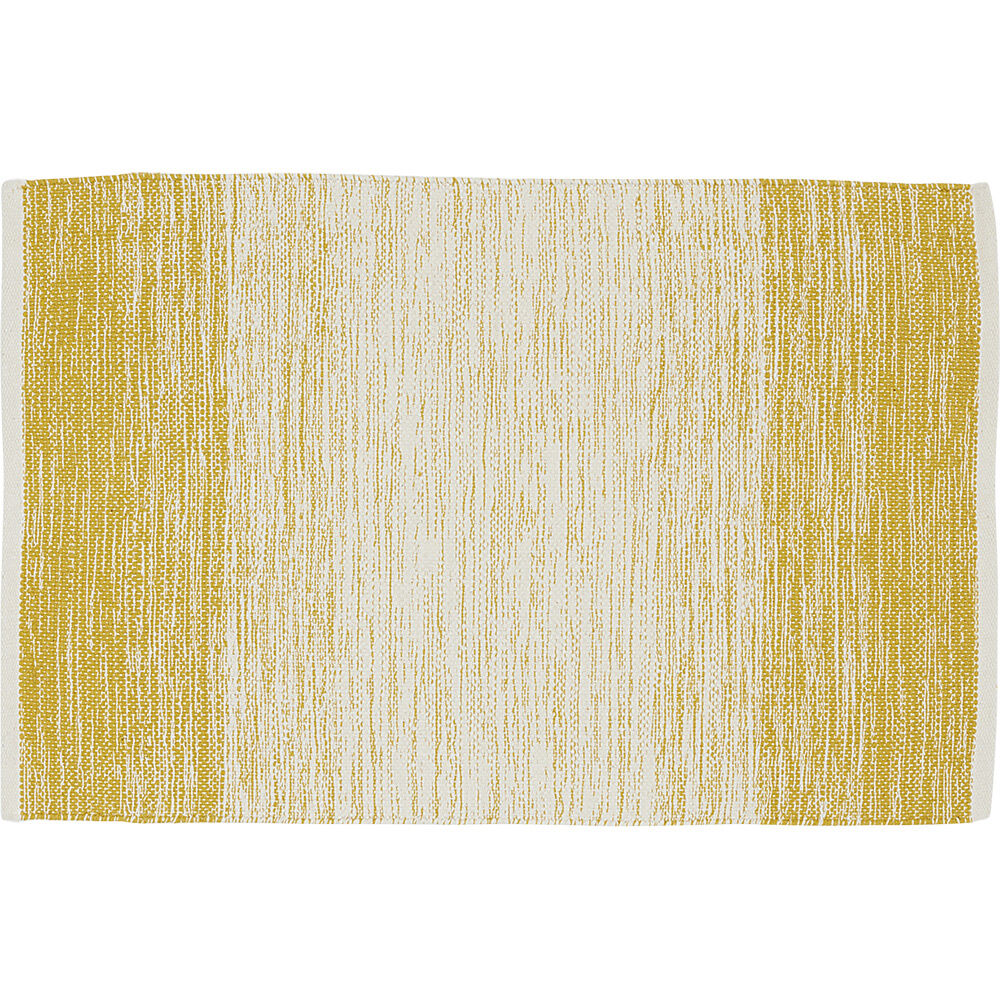 Tapis rectangulaire dégradé rayure blanche et jaune moutarde