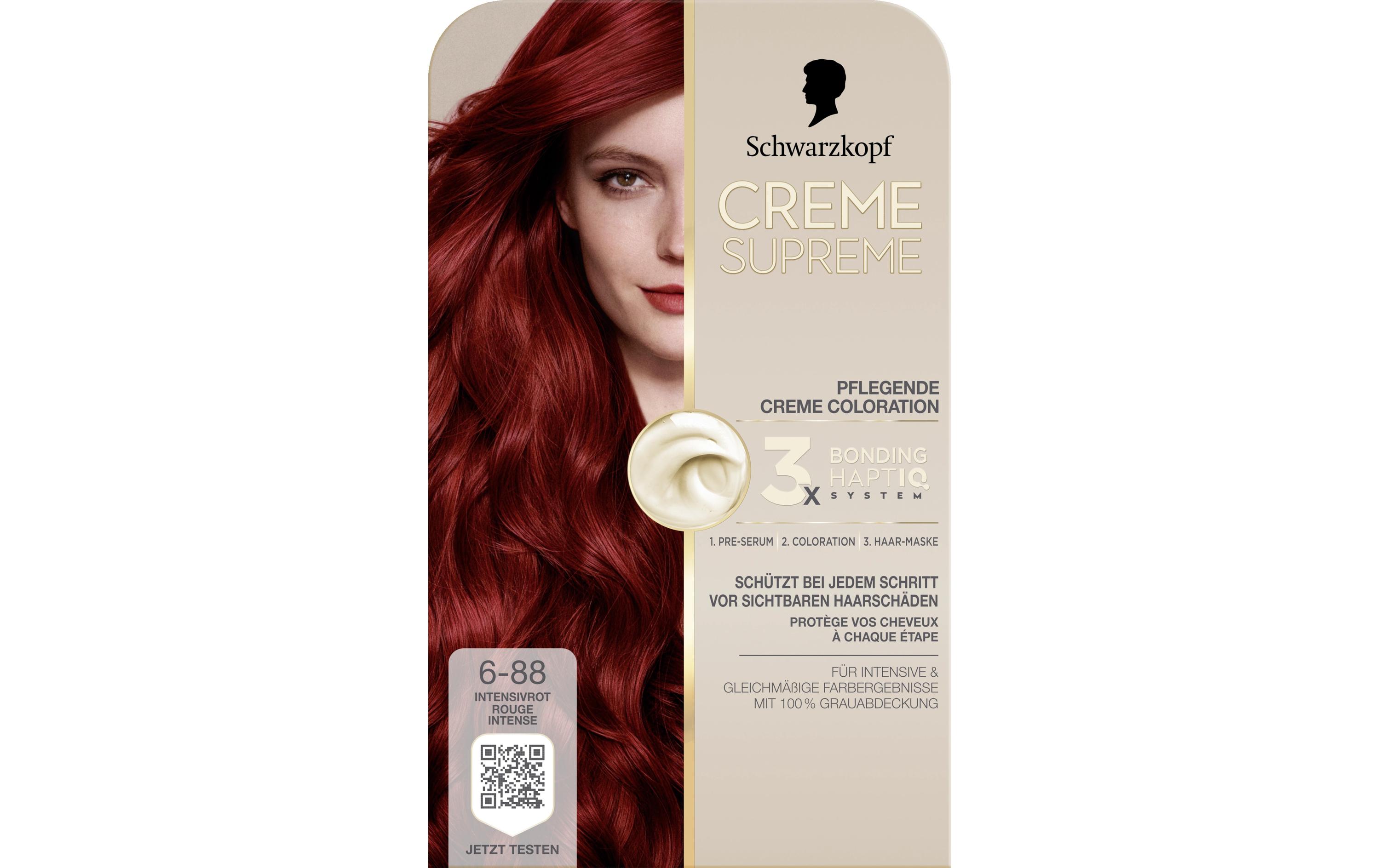 Haarcoloration Creme Supreme 6-88 IntensivrotColoration, schützt das Haar sichtbar vor Haarschäden