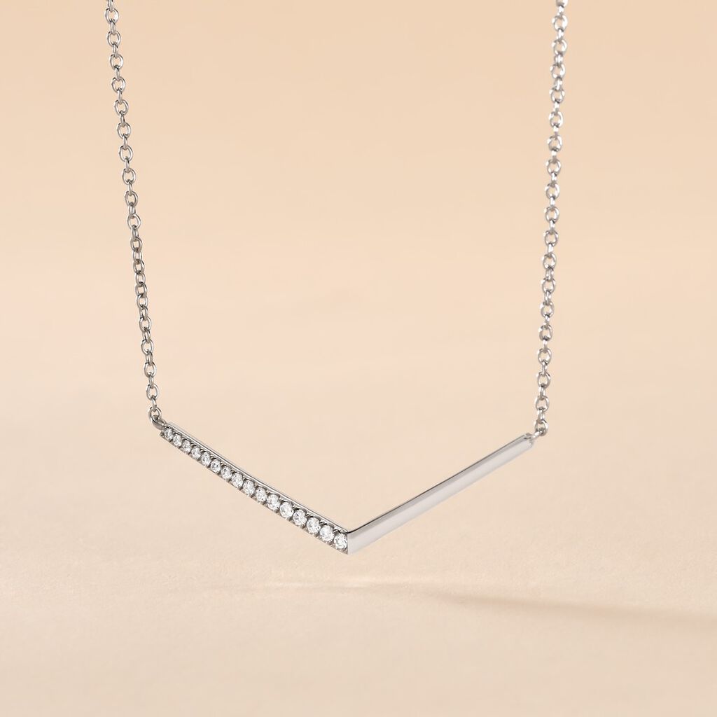 Collier Emea Argent Blanc Oxyde De Zirconium