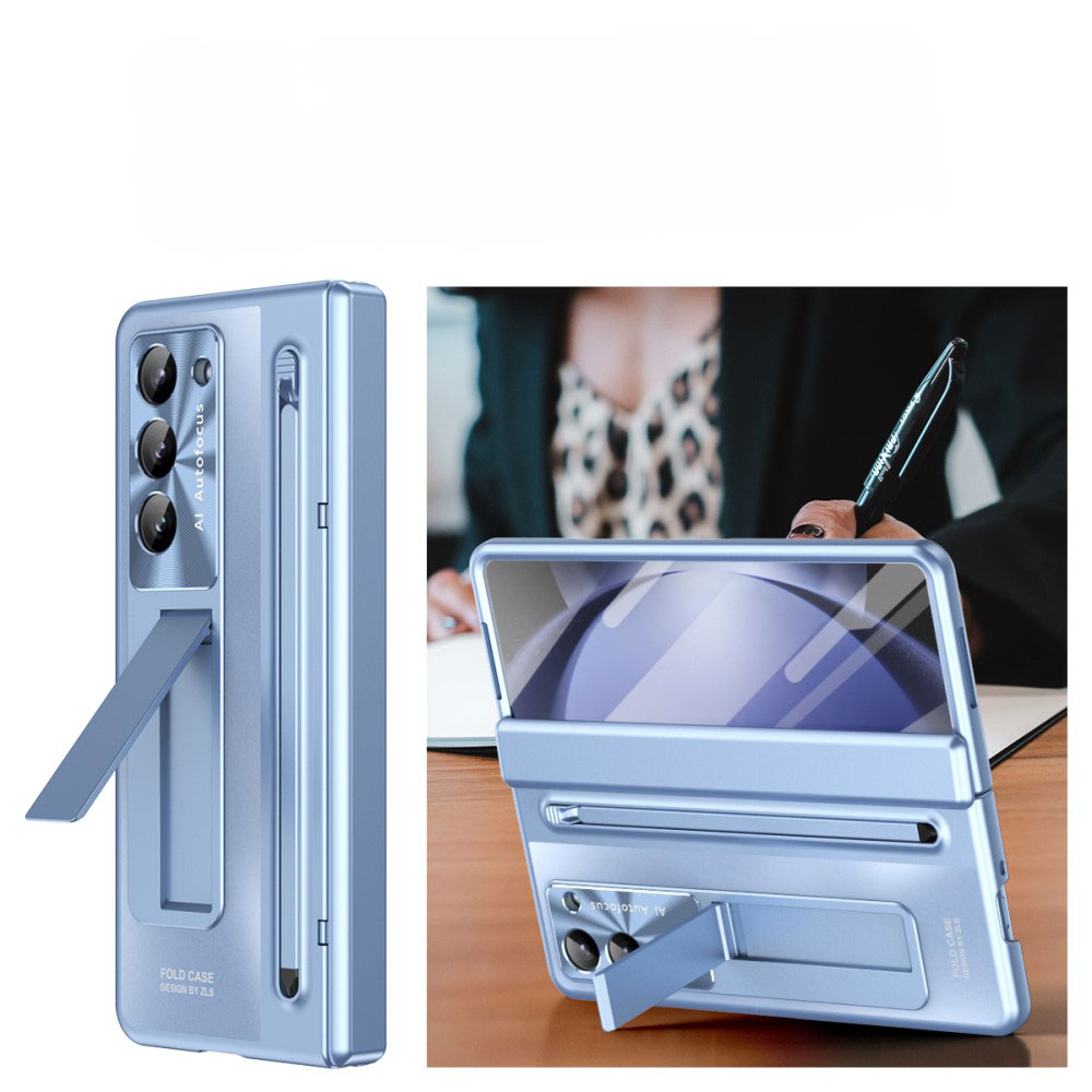 Samsung Galaxy Z Fold6 Hardcase Schutzhülle mit Touch Pen   Display Schutzglas   Kickstand - Blau