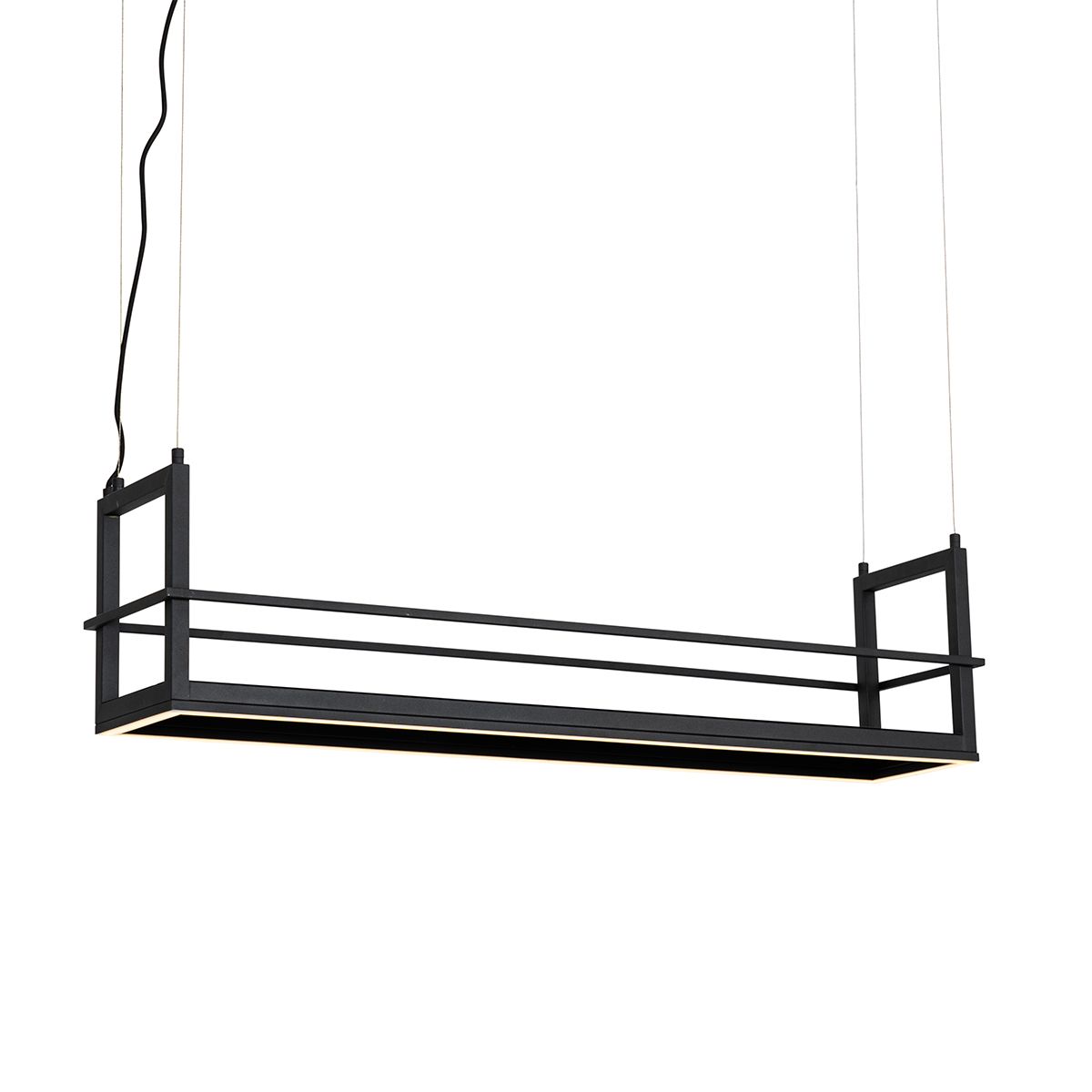Hanglamp zwart met rek incl. LED 3-staps dimbaar - Cage Rack