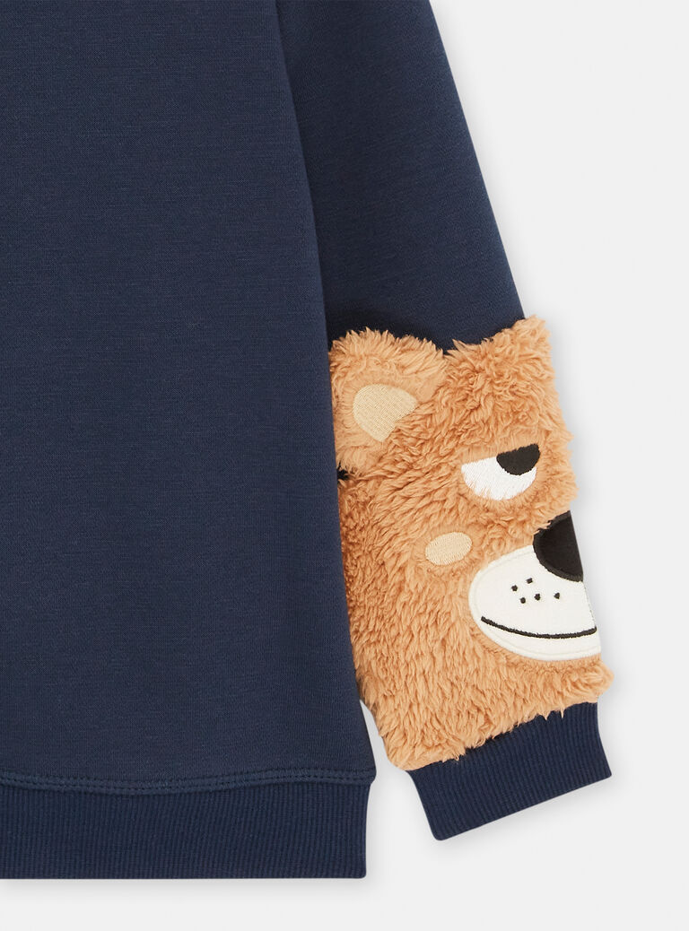 Sweat bleu nuit à motifs ours pour garçon