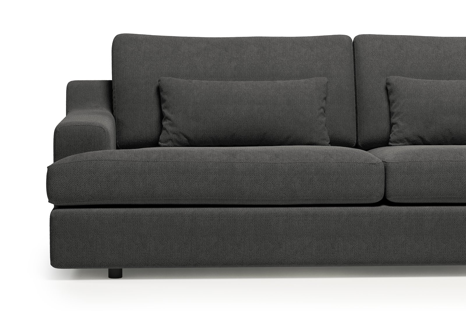 Roma 3-seter XL Tekstil Mito 169 Antracite med sorte ben