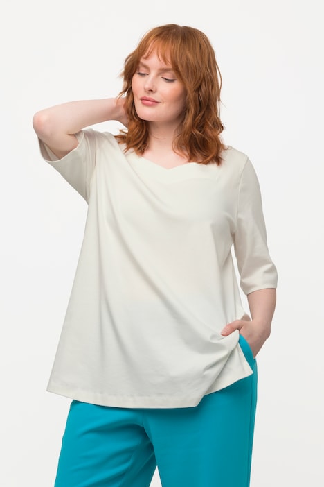 T-Shirt, Pima Cotton, A-Linie, Herzausschnitt, Halbarm