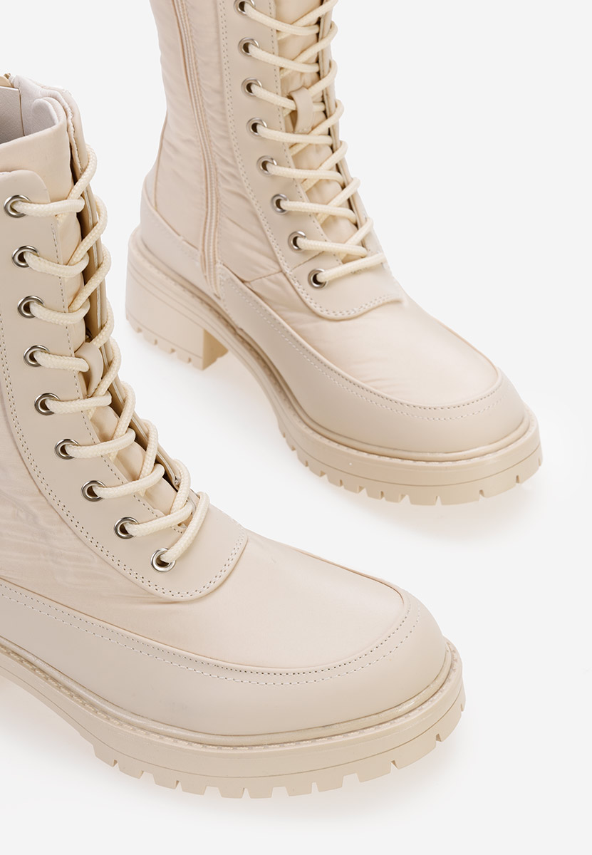 Bottines à lacets femme beige Pontones