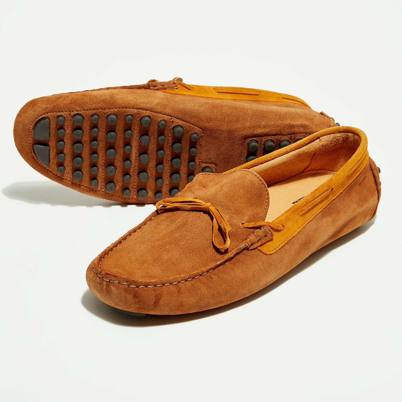 Flavio Création Mocassins en Velours de Cuir Misael cognac/orange/marron