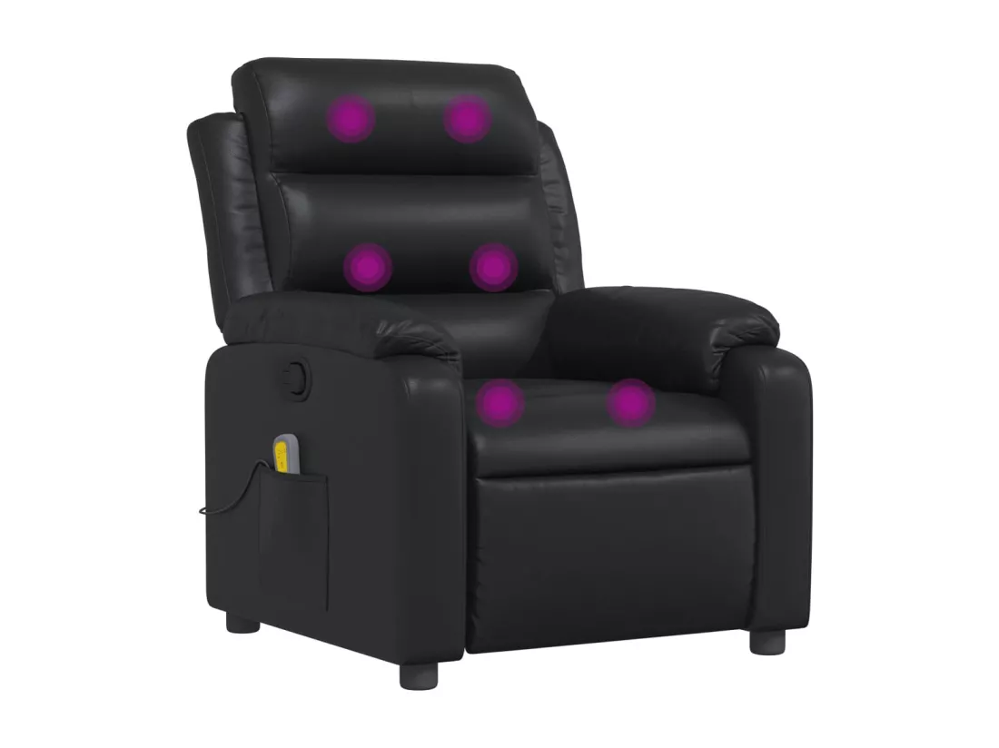 Fauteuil massant inclinable Noir Similicuir