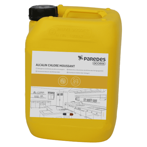 Détergent désinfectant alcalin moussant Paredes Access Alcalin chloré moussant bidon de 22Kg
