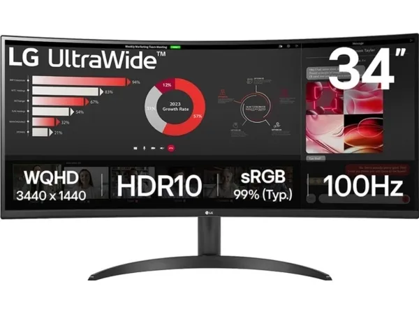 LG UltraWide 34WR50QK-B - LED-skærm - kurvet - 34