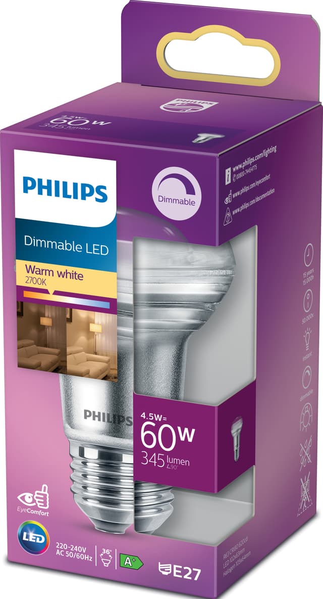 Philips LED-elpære 4.5W E27