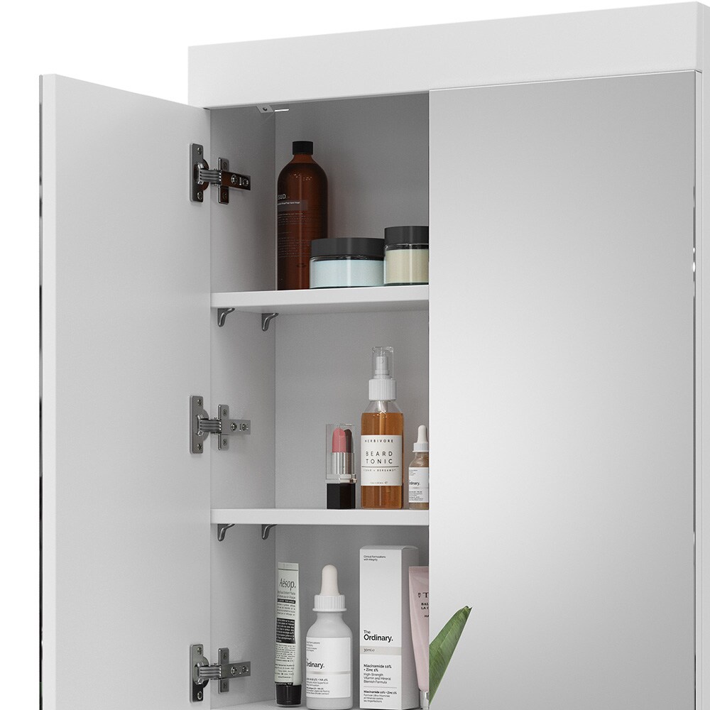 Vicco Spiegelschrank Badspiegel Badezimmermöbel Luna Weiß Skandi 60x77 cm Badezimmer Schrank Badmöbel Schranktür Spiegeltür Schrankfach Wandspiegel Ablage Aufbewahrung